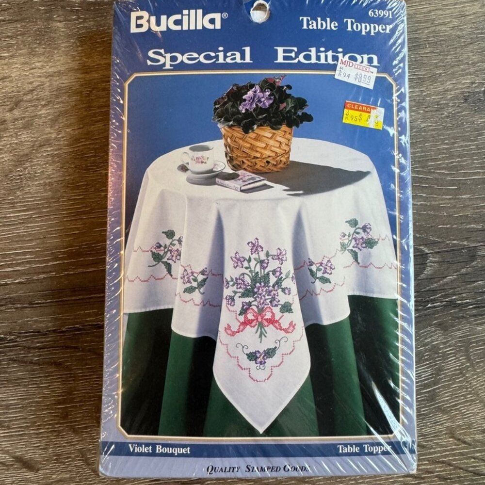 Bucilla 1993 Special Edition "Violet Bouquet" Table Topper Kit #63991